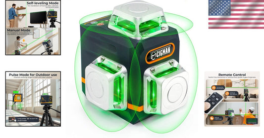 Professional 3D Green Laser Level with 12 Lines & Remote Control for Precision