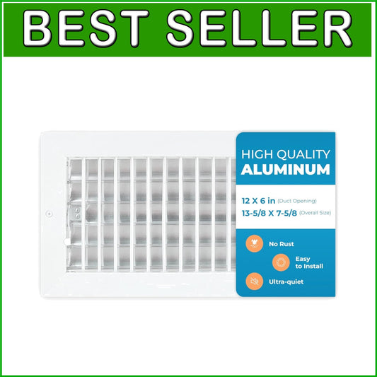 Durable Aluminum Air Vent Deflector with Adjustable Blades - 13-5/8" Overall