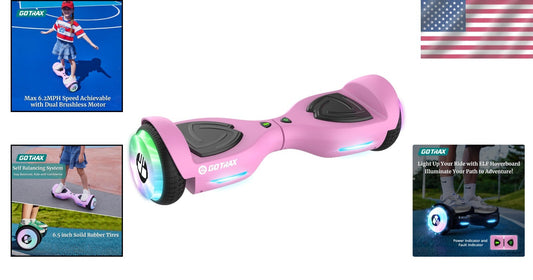 Electric Hoverboard with LED Light Wheels – Up to 6.2mph for Kids Aged 44-176lbs