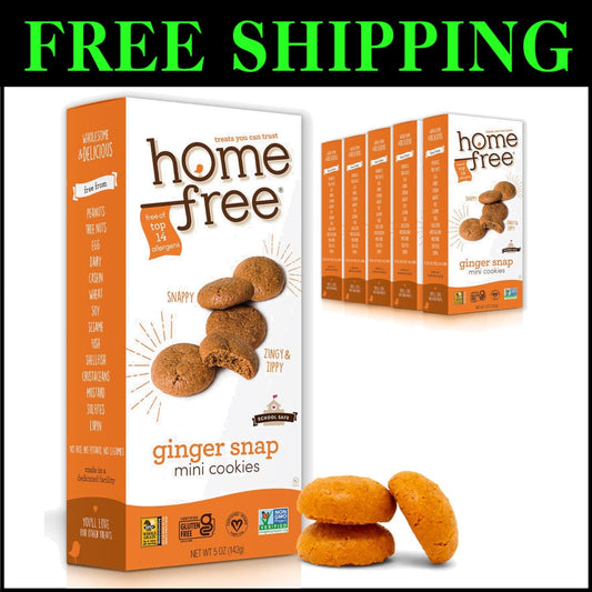 Delicious Vegan Ginger Snap Mini Cookies - Nut-Free, School Safe & 5 oz Packs