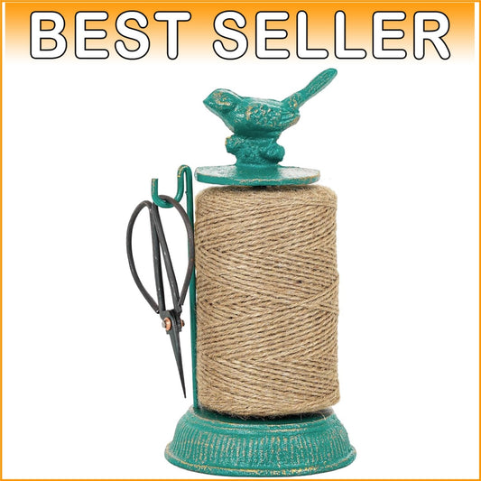 Decorative Cast Iron Twine Holder with 1300ft. Natural Jute String and Scissors