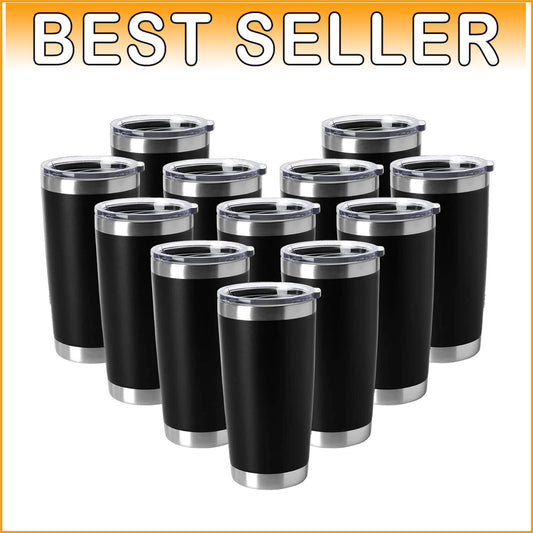 12 Pack 20oz Insulated Stainless Steel Tumblers with BPA-Free Lid for Hot & Cold
