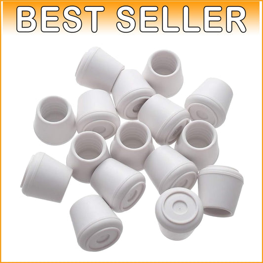 Stylish White Non-Slip Rubber Floor Protectors – 64 Chair Leg Tips, 1” Diameter