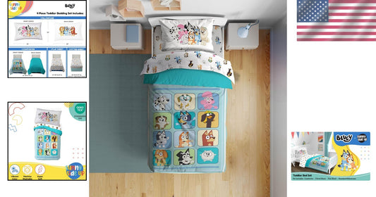 Bluey & Friends 4-Piece Toddler Bedding Set – Soft Microfiber Dream Collection