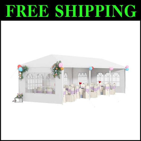Spacious 10x30ft Outdoor Wedding Tent with 5 Removable Walls - Party Essential