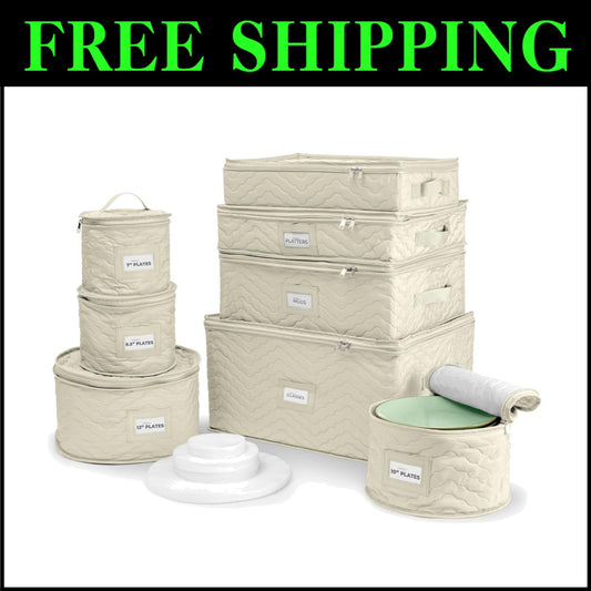 Elegant China & Dish Storage Containers with Protectors for Moving & Organizing