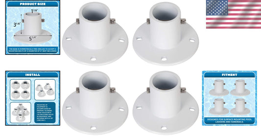 Durable Aluminum Pool Ladder Flange - 4 Pack, Lightweight & Weather Resistant