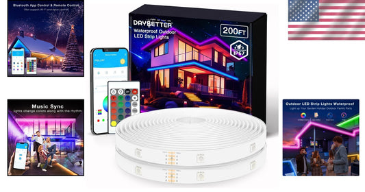 200ft IP67 Waterproof LED Strip Lights with Remote & App Control – RGB Ambiance