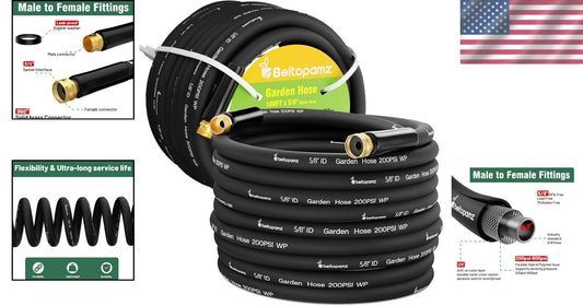 100 ft Heavy Duty Kink-Free Water Hose - Flexible, Lightweight & Leak-Proof