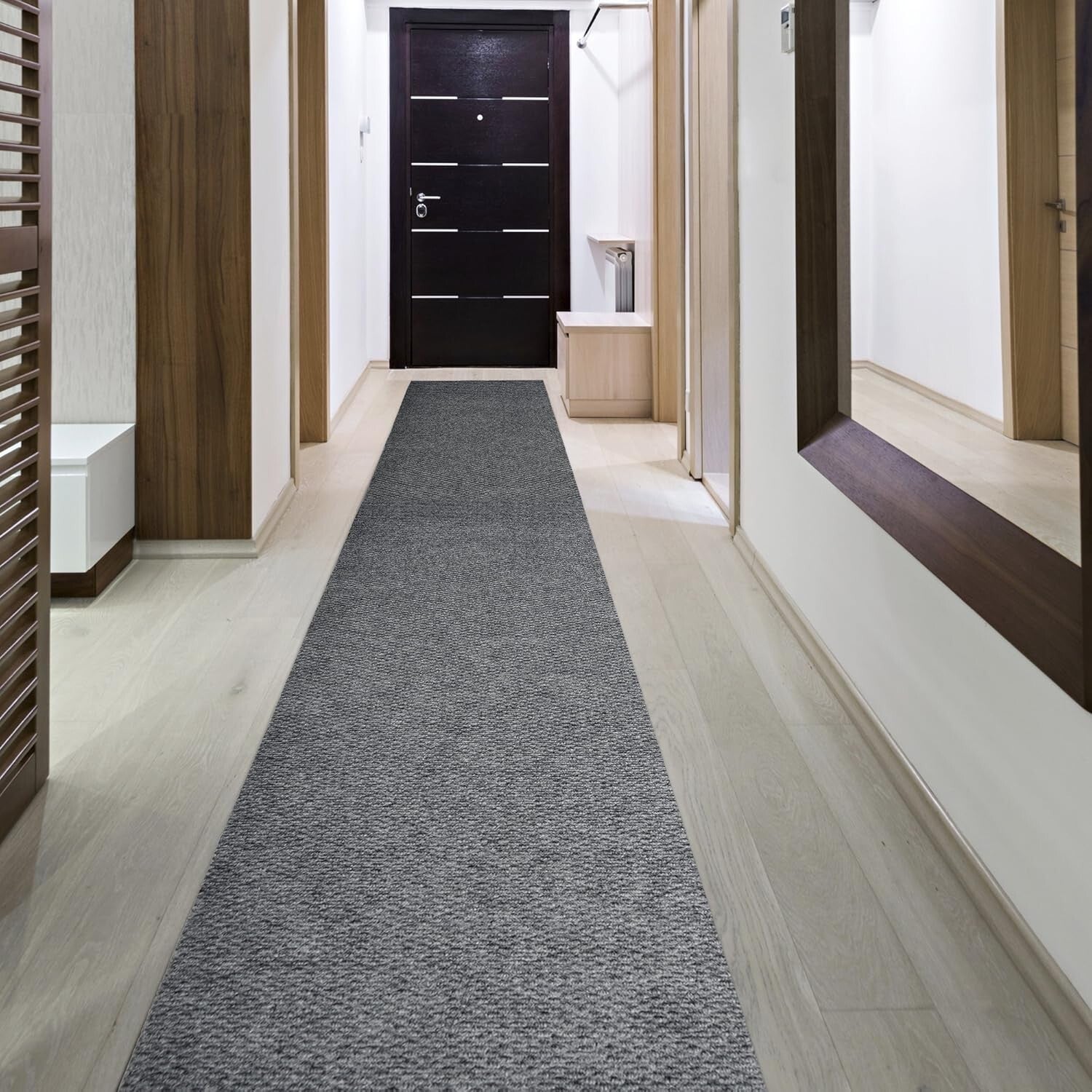 Versatile Hallway Runner - Eco-Friendly Non-Slip 3ft x 8ft Carpet in Grey