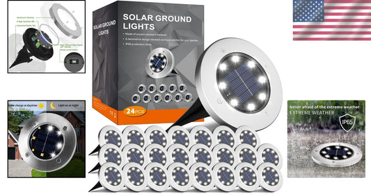 Durable Solar Landscape Lights Set - 24 Cold White LED Decor for Outdoor Spaces