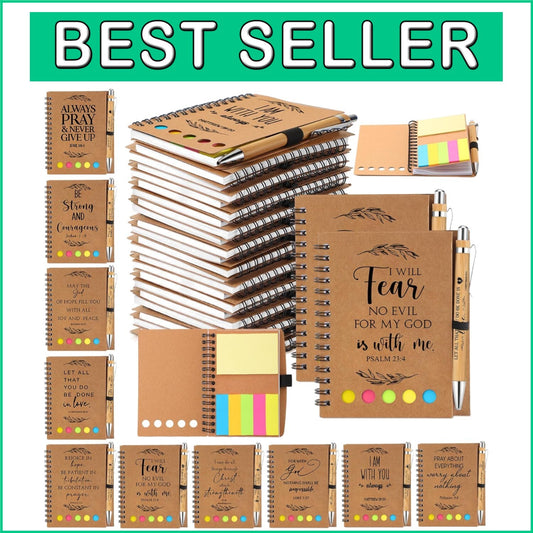 Complete 30 Set Bible Verse Notebooks with Bamboo Pens for Women - Kraft Design