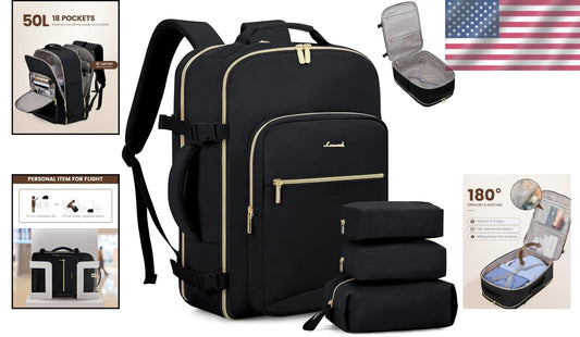 Black Business Weekender Backpack with 18 Inch Laptop & Organizational Cubes