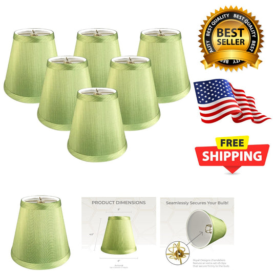 Elegant Light Green Clip-On Chandelier Shades - Traditional Empire Lamp Shade