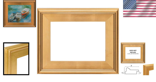 Elegant 9X12 Gold Leaf Wooden Picture Frame - Perfect for Art & Photos