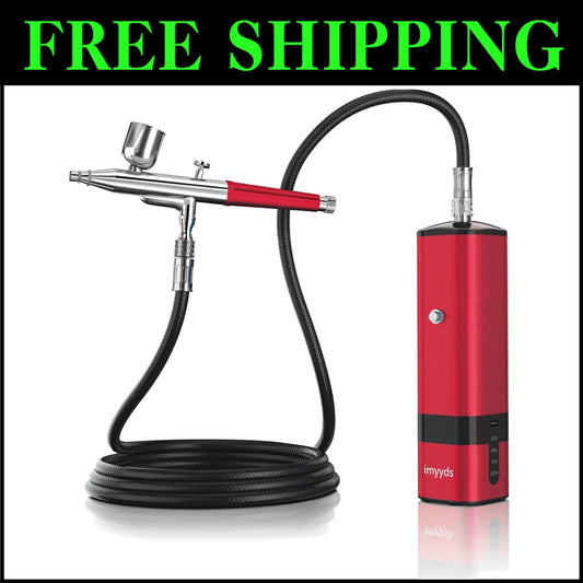 Portable Dual-Action Cordless Airbrush Kit - 32 PSI Compressor and Hose Set
