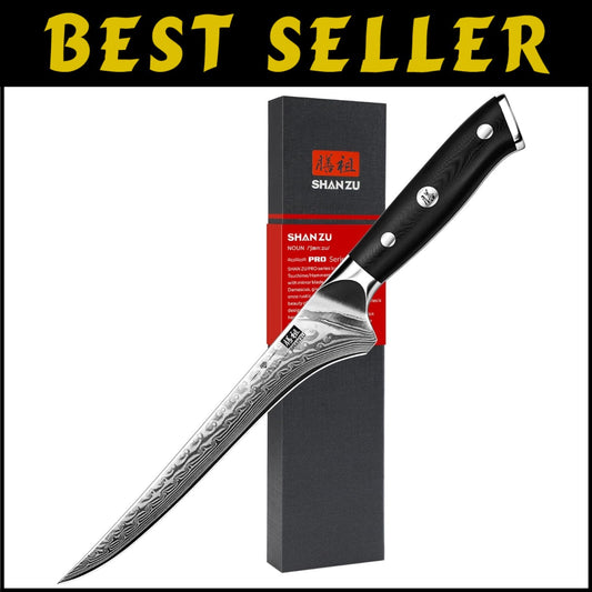 Professional 7-Inch Boning Knife with 67 Layers of Damascus Steel - Lightweight