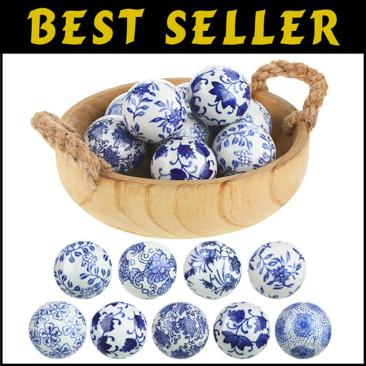 Versatile 9-Piece Set of Glazed Ceramic Balls for Farmhouse and Eclectic Styles