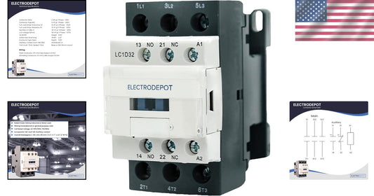30A 3-Pole Contactor with 110V Coil and 32A Motor Control, 600V Rated