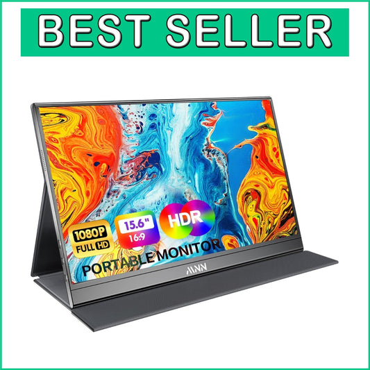 Ultra-Slim 15.6'' 1080P Portable Monitor - Eye-Care with Smart Cover & Speakers