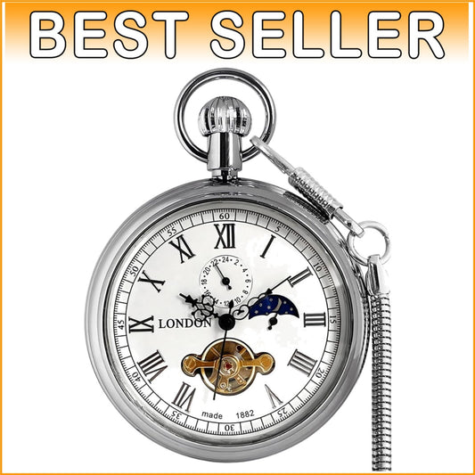 Designer Men's Vintage Pocket Watch - Copper Mechanical Movement with Tourbillon