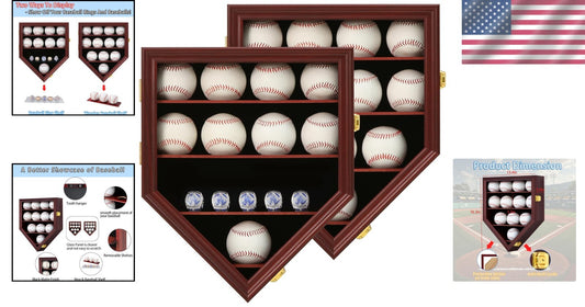 Wall-Mounted Baseball Display Case to Showcase 12 Balls & 5 Championship Rings