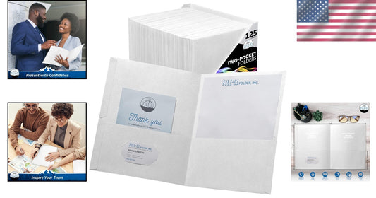 Durable White Two-Pocket Folder Pack of 125 - Effortless Document Organization