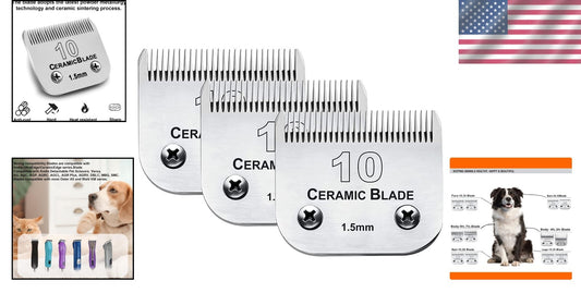 Ceramic and Stainless Steel Dog Grooming Replacement Blades - Heat Resistant