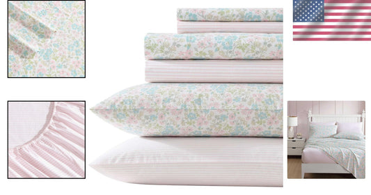 Chic Jaynie Pink Queen Sheet Set - Premium Cotton, Deep Pocket & 4 Pillowcases