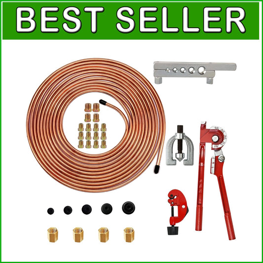 DIY-Friendly Brake Line Tubing Assembly - 1/4" 25 Ft with Fittings & Tools Set