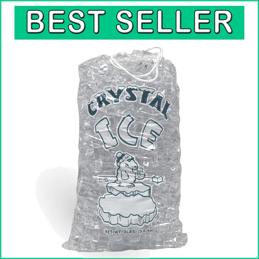 Eco-Friendly 8 lb. Clear Ice Storage Bags - 500 Count with Cotton Drawstring