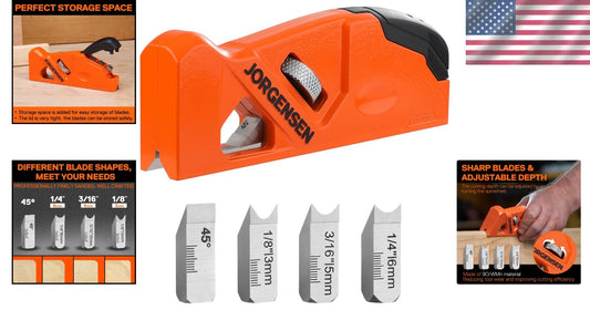 Smooth Edge Chamfer Plane with 4 Interchangeable Blades for Woodworking