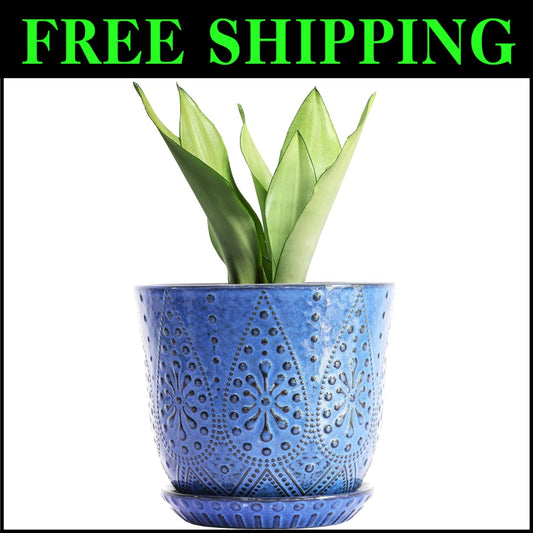 Chic Round 10-Inch Ceramic Plant Pot with Drain Holes - Ideal for Home Decor