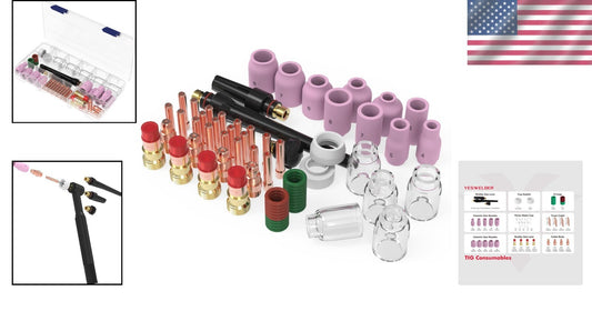 68-Piece TIG Welding Torch Accessory Kit for WP-17/18/26 - Durable & Lightweight