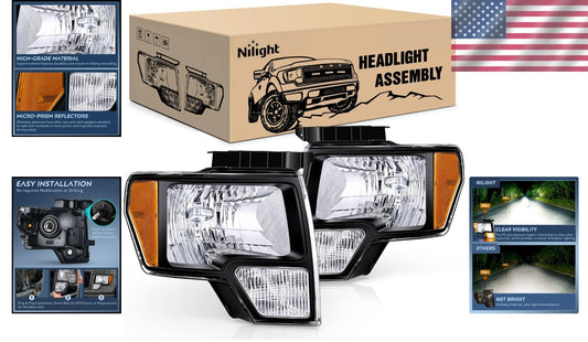 Durable 2009-2014 F150 Headlights - Easy Installation & Adjustable Beam Level