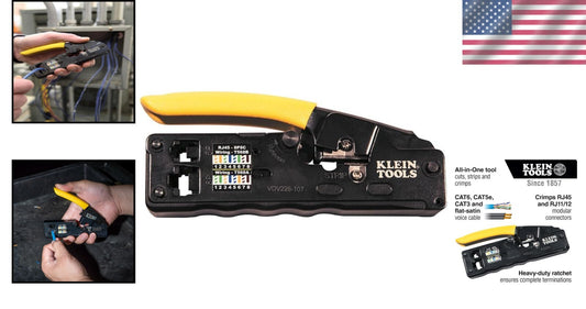 Multi-Function Wire Crimper/Stripper/Cutter for Data & Voice Cables - 11.2Oz