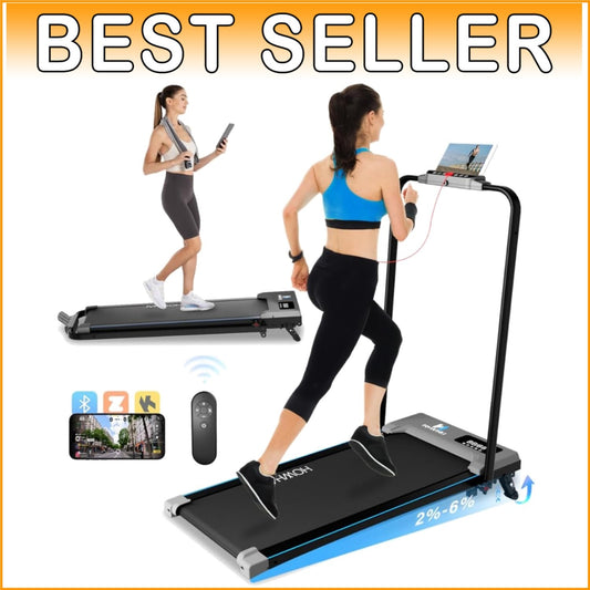 Foldable 2-in-1 Under Desk Treadmill with Bluetooth & Remote - 300lbs Capacity