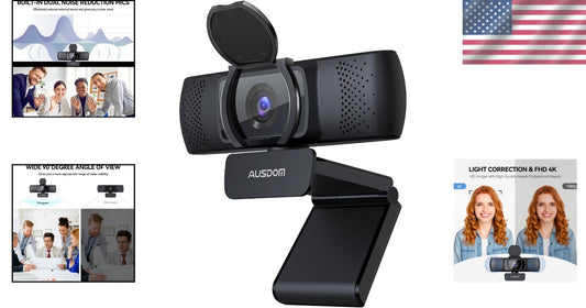 Professional Autofocus Webcam with Privacy Cover and Plug & Play USB Connection