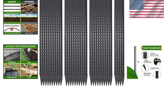 34-Pack Heavy Duty 16" Steel Garden Stakes with Chisel Point for Strong Soil