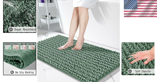 Luxury Non-Slip Microfiber Chenille Bathroom Rug 55.1" x 24", Machine Washable
