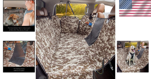 Camouflage Waterproof Dog Seat Cover for Trucks & SUVs with Mesh Therapy Window