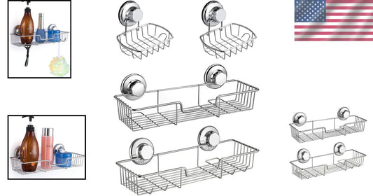 Elegant Waterproof Shower Organizer Pack - 2 Suction Cup Caddies + 2 Soap Dishes