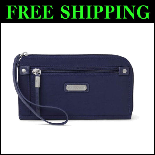Compact Water-Resistant Zip Wallet for Women - 12 Card Slots & RFID Protection