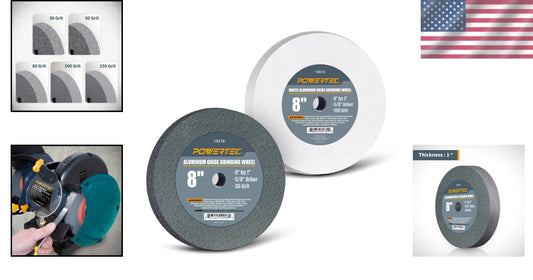 8-Inch Aluminum Oxide Grinding Wheel Set - 2PK for Tool Sharpening & Finishing