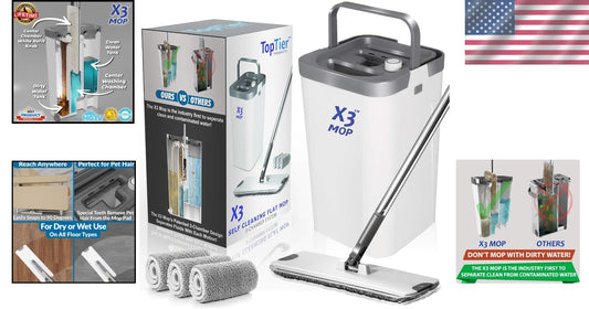 Eco-Friendly Reusable Microfiber Mop Set with 360° Rotation for Deep Cleaning