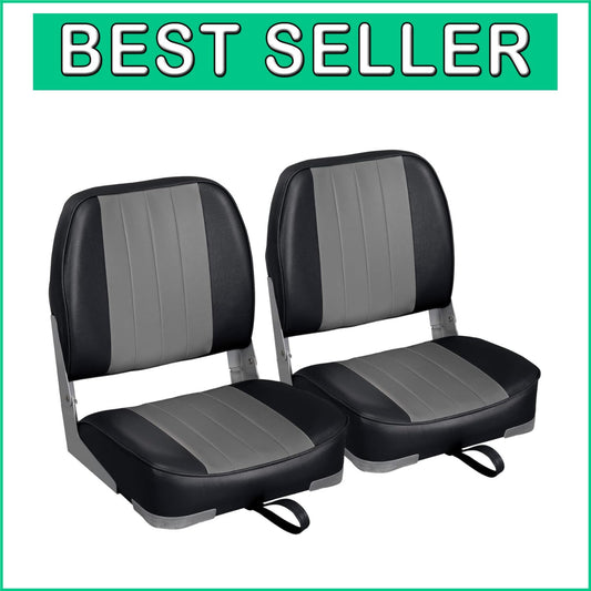 Lightweight Folding Boat Seats - Marine Vinyl with Cushion for Fishing Comfort