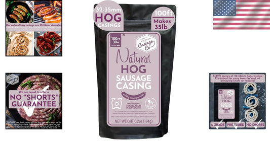 Pre-Tubed 32mm Natural Hog Casings - Ideal for Italian Sausage & Chorizo Making