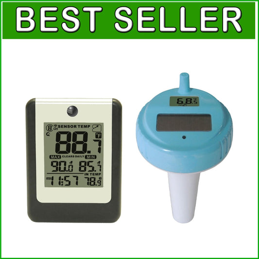 Wireless 8-Channel Floating Pool and Spa Thermometer - LCD Display & Waterproof