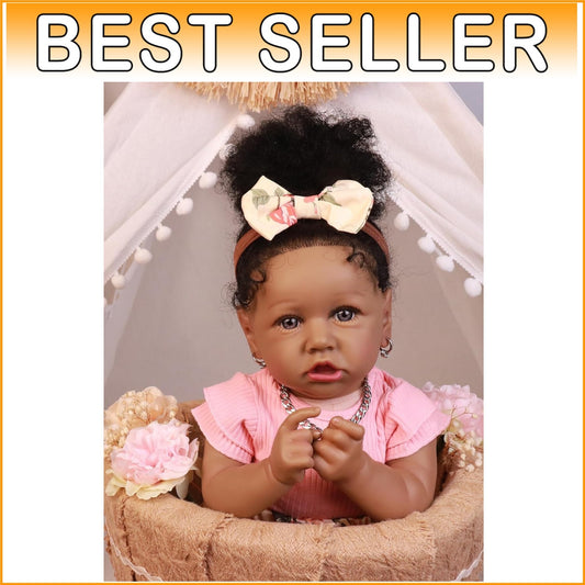 Realistic 22.8" African American Reborn Baby Doll - Ideal for Nurturing Play