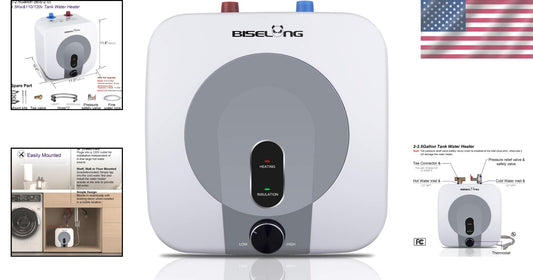 2.5 Gallon 1500W Compact Under Sink Water Heater - Instant Hot Water Solution